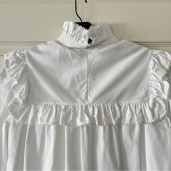 CELINE St Tropez Blouse with Broderie Anglaise - White - Size 34 - Picture 4 of 13